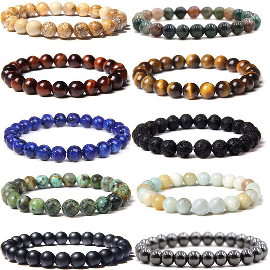 Men's And Women's Outdoor Yoga Stretch Bracelet 8mm Tigereye Iron Ore